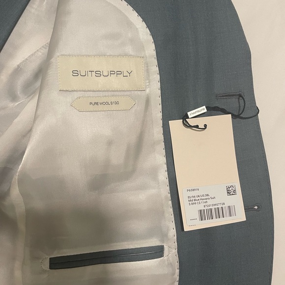 Suit Supply New with Tags 38L Mid Blue Havana Suit - Picture 7 of 16